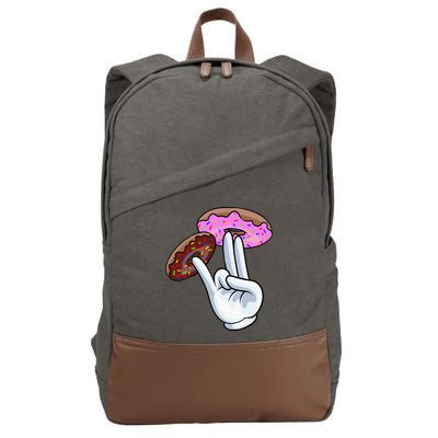 2 In The Pink 1 In The Stink I Dirty Donuts Hand Humor Cotton Canvas Backpack