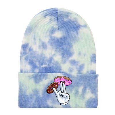 2 In The Pink 1 In The Stink I Dirty Donuts Hand Humor Tie Dye 12in Knit Beanie