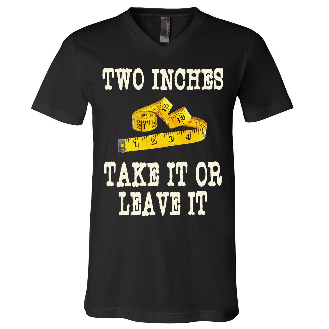 2 Inches Take It Or Leave It Funny Adult Jokes Dark Humor V-Neck T-Shirt