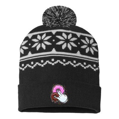 2 In The Pink 1 In The Stink Donut Sex Dirty Humor Christmas USA-Made Snowflake Beanie