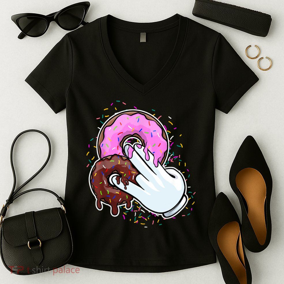 2 In The Pink 1 In The Stink Donut Sex Dirty Humor Christmas Women's V-Neck T-Shirt