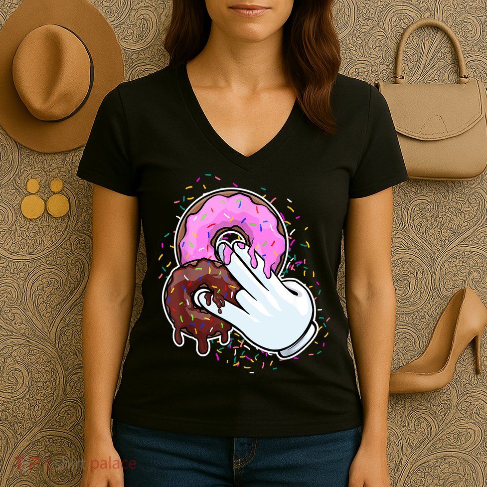 2 In The Pink 1 In The Stink Donut Sex Dirty Humor Christmas Women's V-Neck T-Shirt