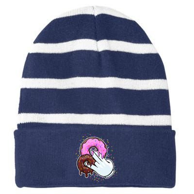 2 In The Pink 1 In The Stink Donut Sex Dirty Humor Christmas Striped Beanie with Solid Band