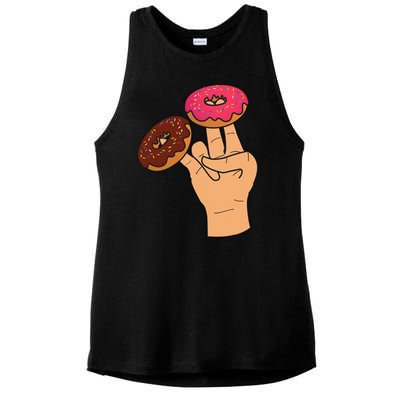 2 In The Pink 1 In The Stink Dirty Humor Donut Ladies PosiCharge Tri-Blend Wicking Tank