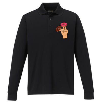 2 In The Pink 1 In The Stink Dirty Humor Donut Performance Long Sleeve Polo
