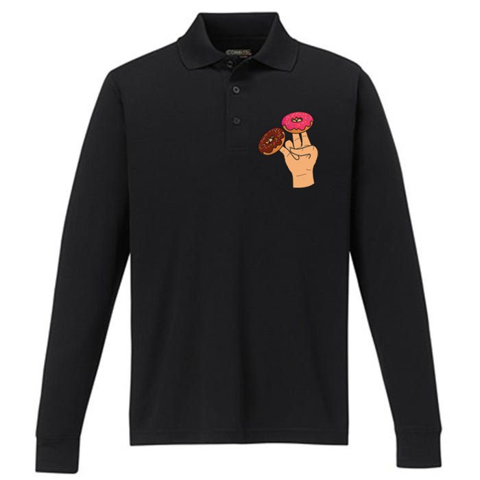 2 In The Pink 1 In The Stink Dirty Humor Donut Performance Long Sleeve Polo