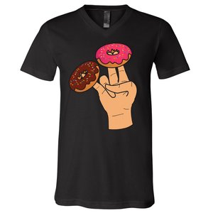 2 In The Pink 1 In The Stink Dirty Humor Donut V-Neck T-Shirt