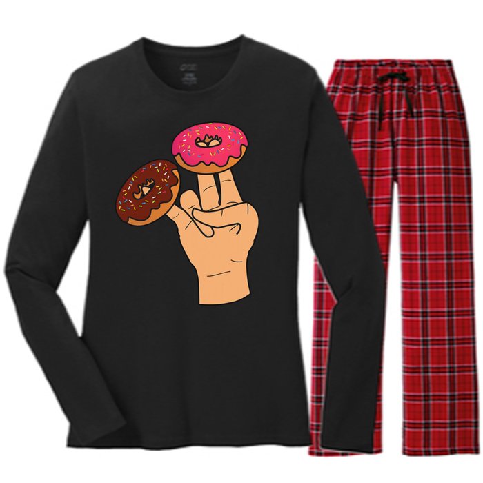 2 In The Pink 1 In The Stink Dirty Humor Donut Women's Long Sleeve Flannel Pajama Set 