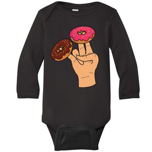 2 In The Pink 1 In The Stink Dirty Humor Donut Baby Long Sleeve Bodysuit