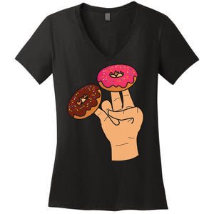 2 In The Pink 1 In The Stink Dirty Humor Donut Women's V-Neck T-Shirt