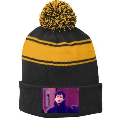 2024 Kamala Harris College Days Photo Stripe Pom Pom Beanie