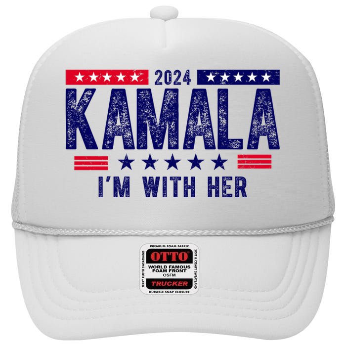 2024 Kamala Im With Her Vintage Election High Crown Mesh Back Trucker Hat