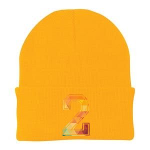 2 Lucky Number Sports Team Low Poly Year Age 2nd Birthday Knit Cap Winter Beanie