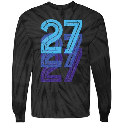 27 Lucky Number 27th Year Birthday Age Sports Team Tie-Dye Long Sleeve Shirt