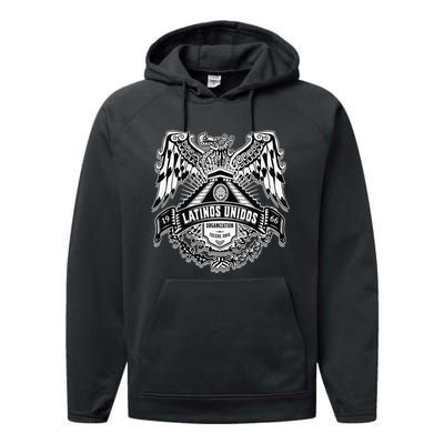 23 latinos unidos eagle temple front Performance Fleece Hoodie