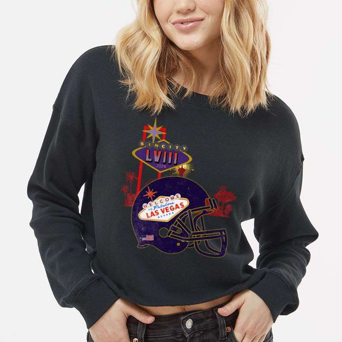 2024 Las Vegas Football Party Super Fun Game  Cropped Pullover Crew