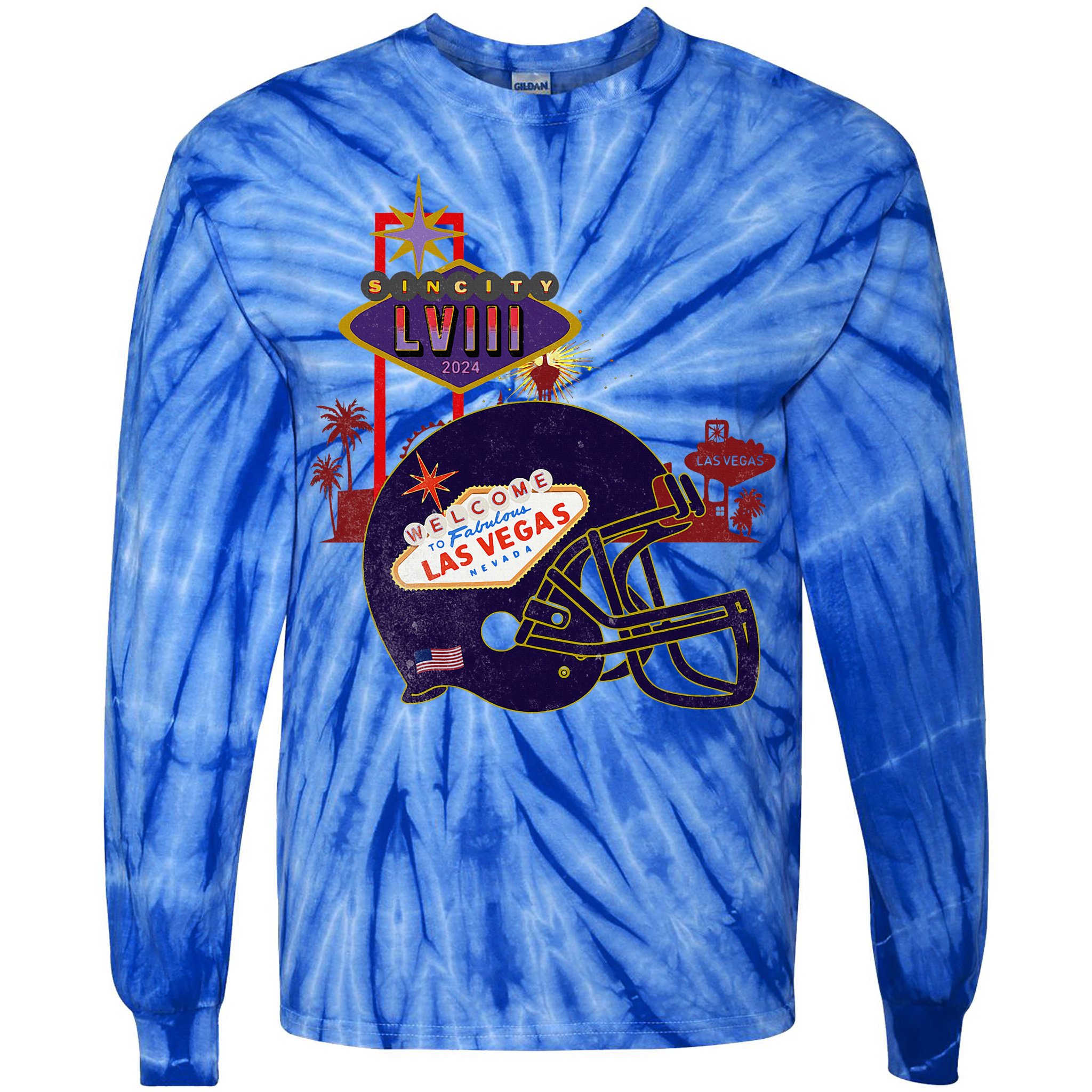 2024 Las Vegas Football Party Super Fun Game  Tie-Dye Long Sleeve Shirt