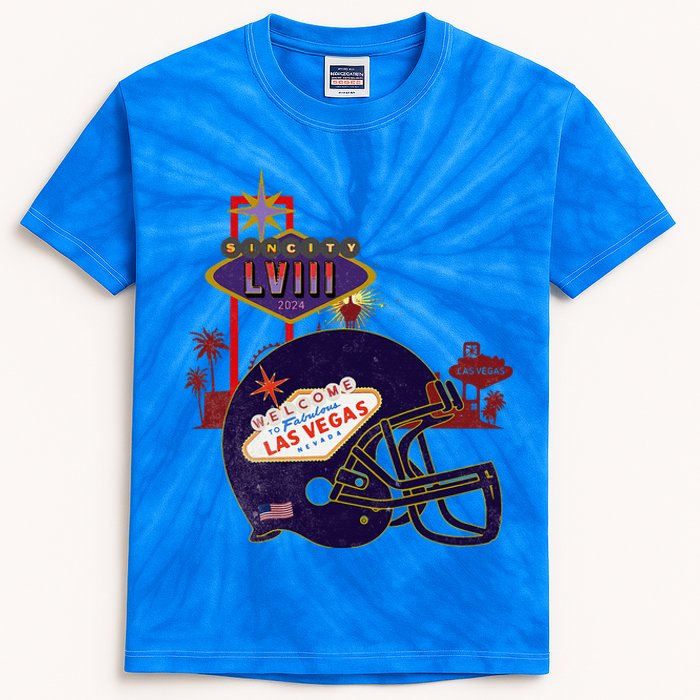 2024 Las Vegas Football Party Super Fun Game  Kids Tie-Dye T-Shirt