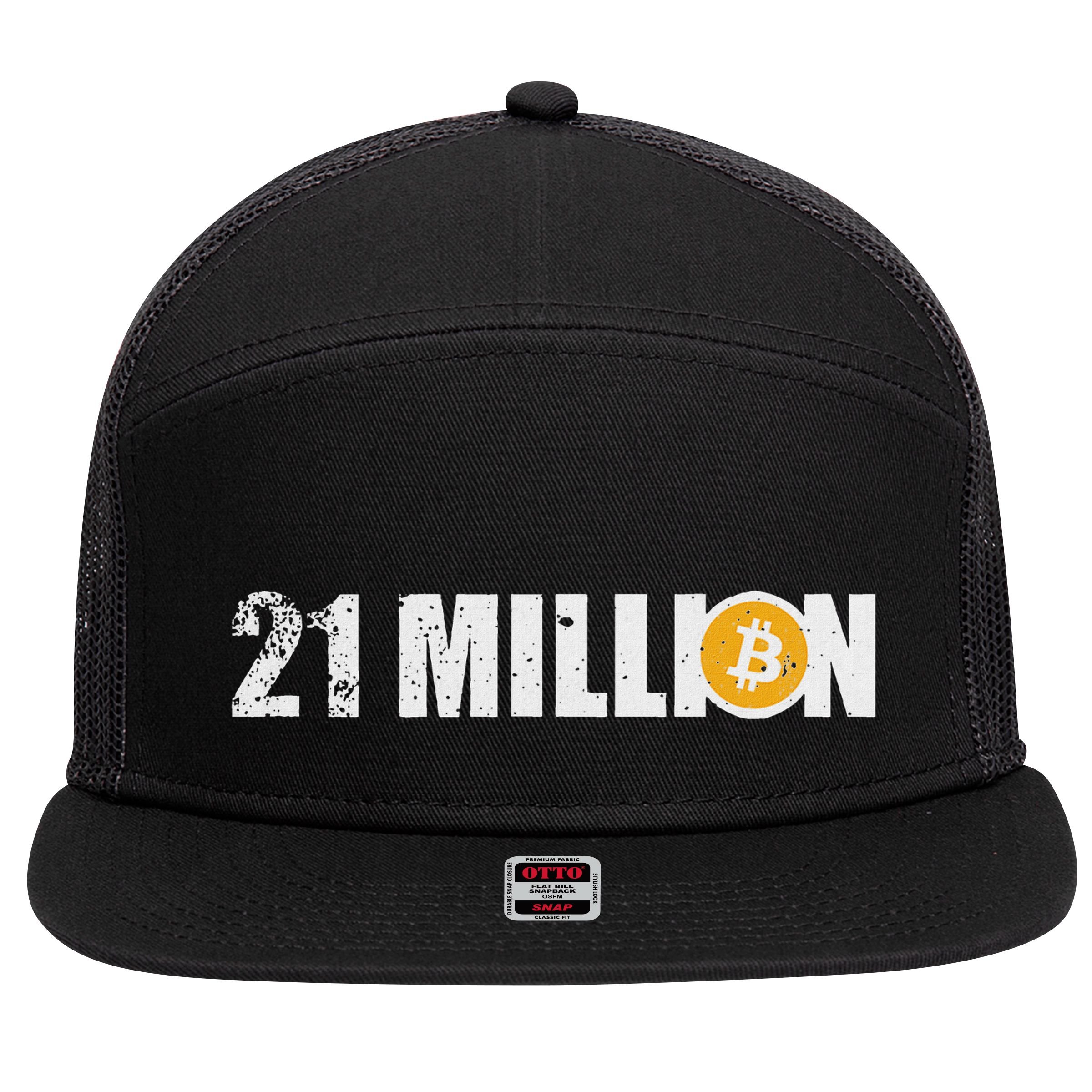 21 Million Bitcoin Crypto Hodl Btc 7 Panel Mesh Trucker Snapback Hat