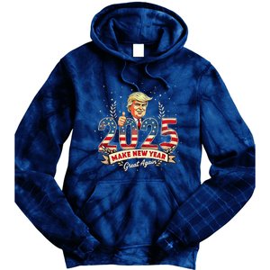 2025 Make New Year Great Again Patriotic 2025 New Year Trump Tie Dye Hoodie