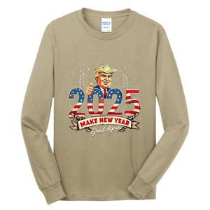 2025 Make New Year Great Again Patriotic 2025 New Year Trump Tall Long Sleeve T-Shirt