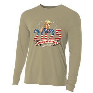 2025 Make New Year Great Again Patriotic 2025 New Year Trump Cooling Performance Long Sleeve Crew