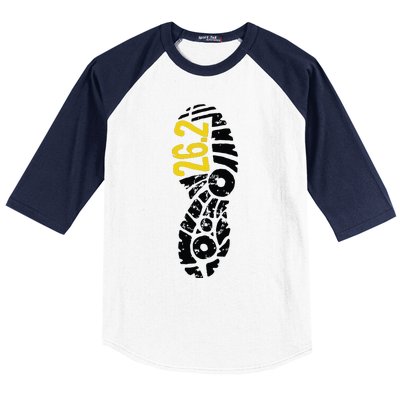 262 Marathon Runner Footprint Baseball Sleeve Shirt