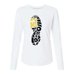 262 Marathon Runner Footprint Womens Cotton Relaxed Long Sleeve T-Shirt