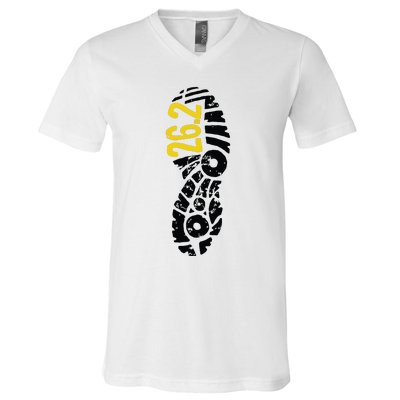 262 Marathon Runner Footprint V-Neck T-Shirt