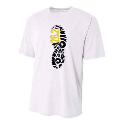 262 Marathon Runner Footprint Youth Performance Sprint T-Shirt