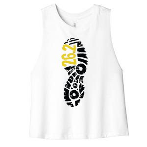 262 Marathon Runner Footprint Women's Racerback Cropped Tank