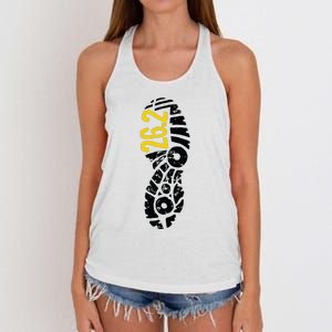 262 Marathon Runner Footprint Women's Knotted Racerback Tank