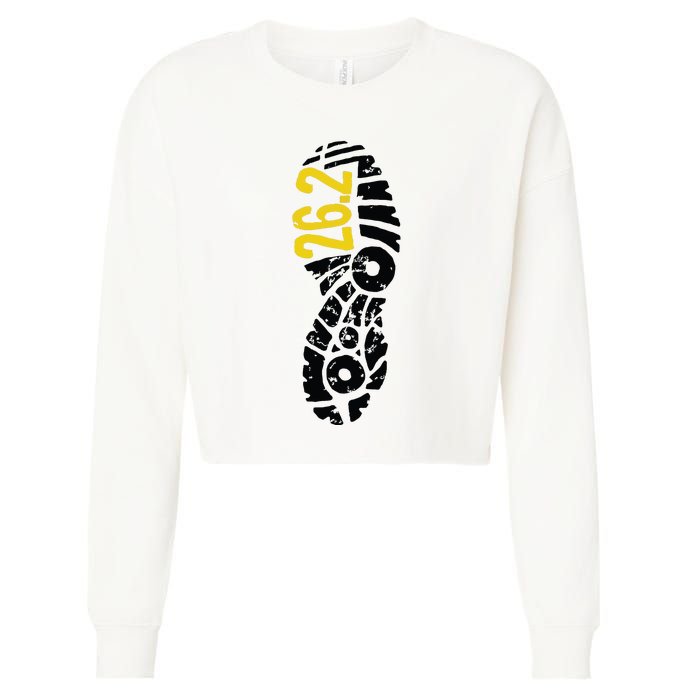 262 Marathon Runner Footprint Cropped Pullover Crew