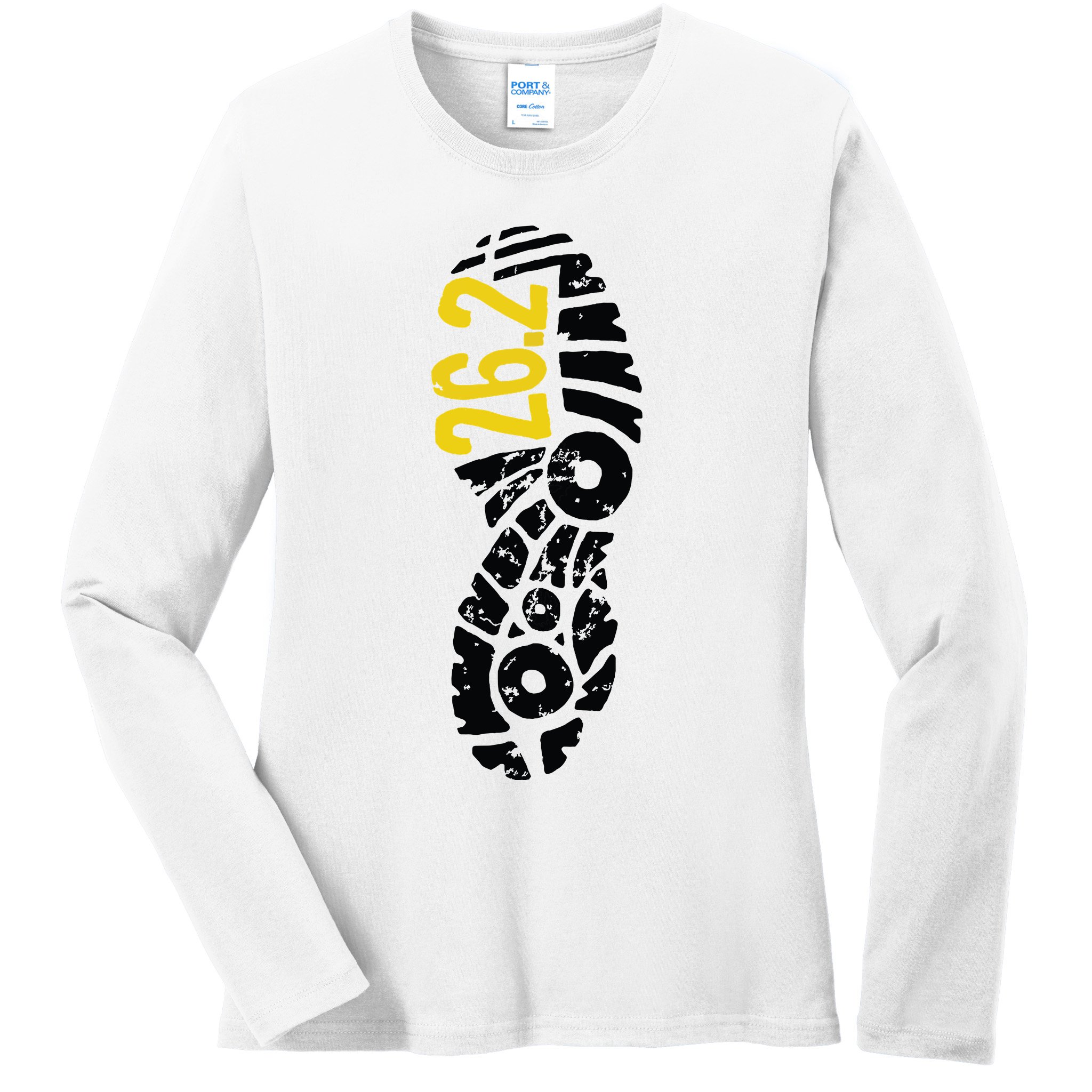262 Marathon Runner Footprint Ladies Long Sleeve Shirt
