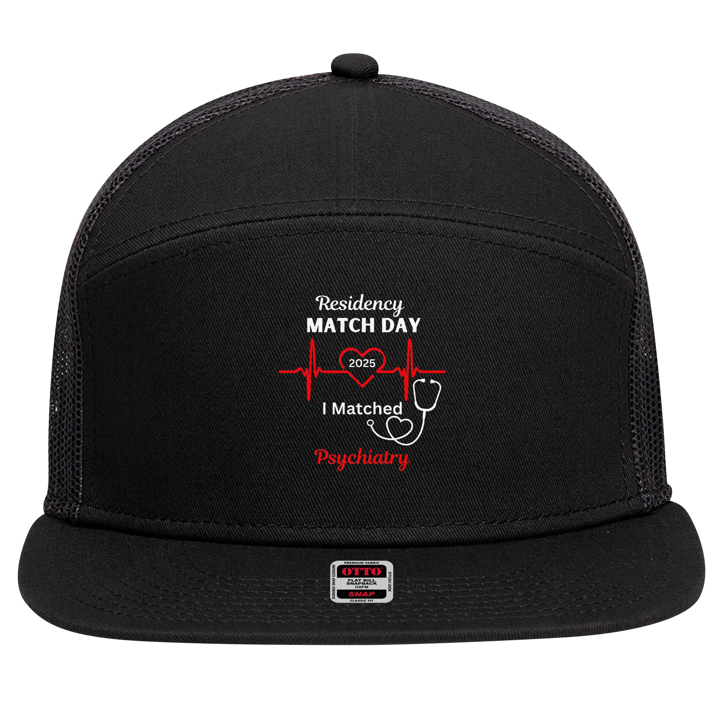 2025 Medical Residency Match Day I matched Psychiatry 7 Panel Mesh Trucker Snapback Hat