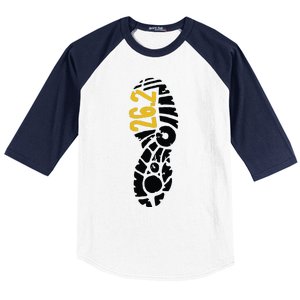 262 Marathon Runner Footprint Baseball Sleeve Shirt