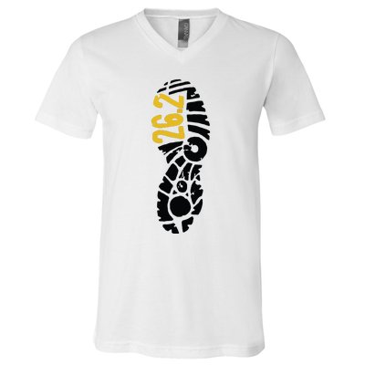 262 Marathon Runner Footprint V-Neck T-Shirt