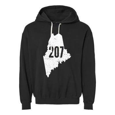 207 Maine State Area Code Outline Pride Garment-Dyed Fleece Hoodie