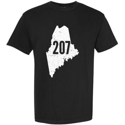 207 Maine State Area Code Outline Pride Garment-Dyed Heavyweight T-Shirt