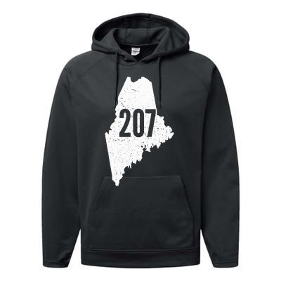 207 Maine State Area Code Outline Pride Performance Fleece Hoodie