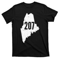 207 Maine State Area Code Outline Pride T-Shirt