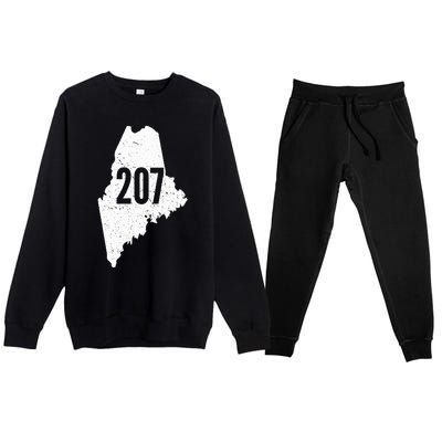 207 Maine State Area Code Outline Pride Premium Crewneck Sweatsuit Set