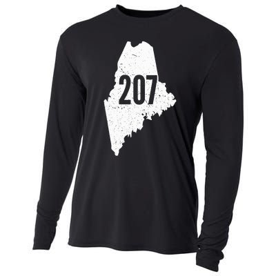 207 Maine State Area Code Outline Pride Cooling Performance Long Sleeve Crew