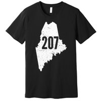 207 Maine State Area Code Outline Pride Premium T-Shirt