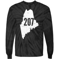 207 Maine State Area Code Outline Pride Tie-Dye Long Sleeve Shirt