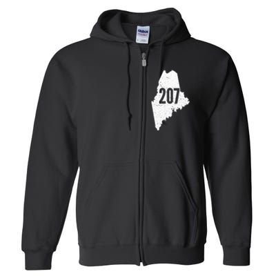 207 Maine State Area Code Outline Pride Full Zip Hoodie