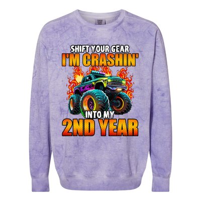 2nd Monster Truck Birthday Party Birthday Colorblast Crewneck Sweatshirt