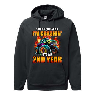 2nd Monster Truck Birthday Party Birthday Performance Fleece Hoodie