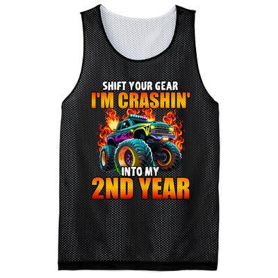 2nd Monster Truck Birthday Party Birthday Mesh Reversible Basketball Jersey Tank