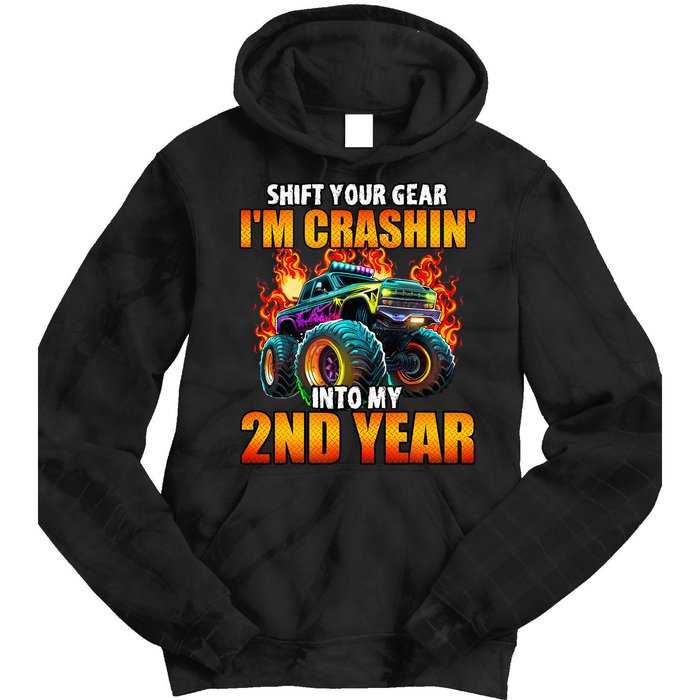 2nd Monster Truck Birthday Party Birthday Tie Dye Hoodie